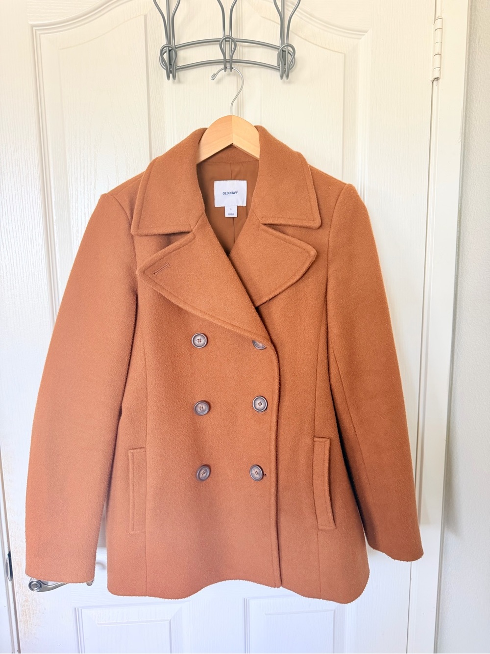 Old Navy Women's Double-Breasted Peacoat in Rust Brown